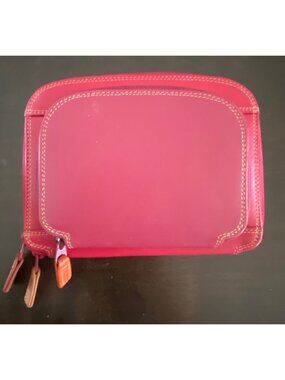 Mywalit Red Leather Wallet With Contrast Stitching & Multiple Compartments